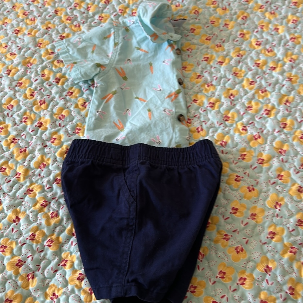 Land’ n Sea Two Piece Outfit Short Sleeve Button Down Shirt & Shorts 12 m NWOT - Picture 10 of 10